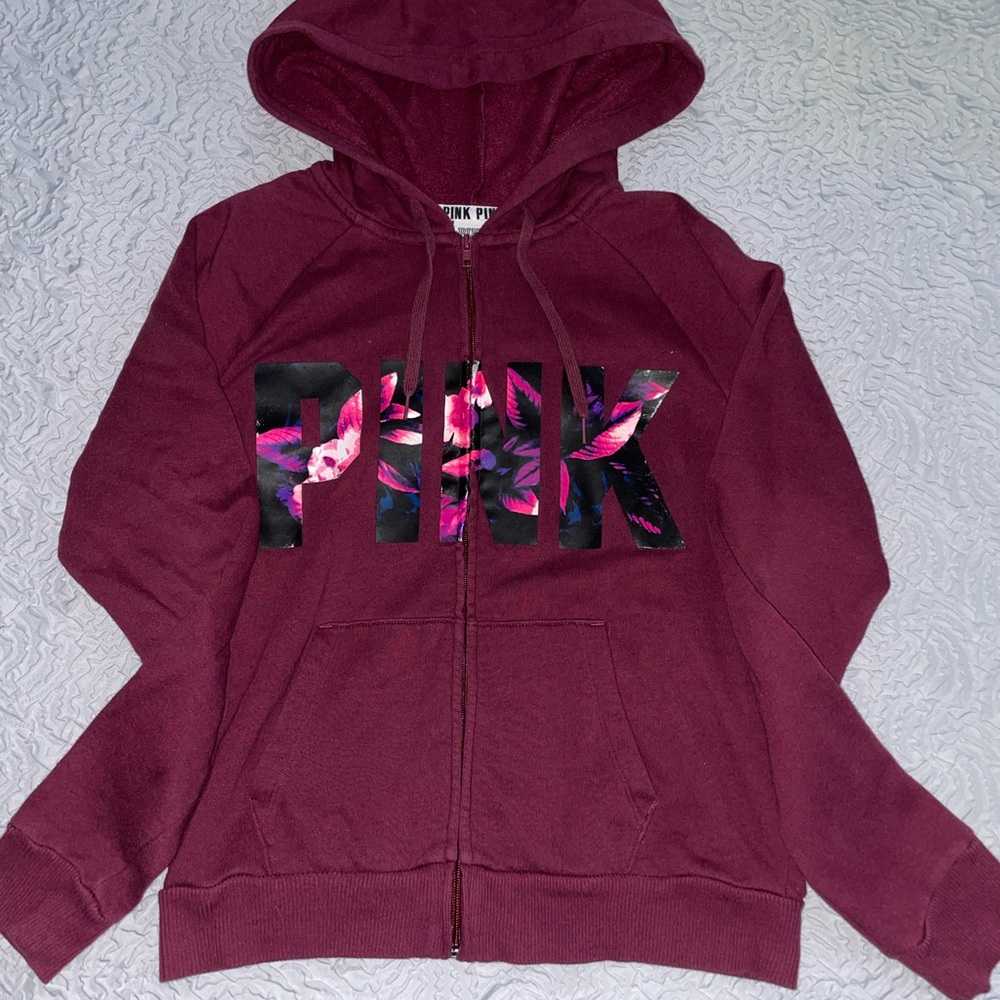 PINK maroon tropical sweatshirt